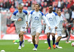 FA Cup - Semi Final - Liverpool V Everton - 14 April 2012 Prints: Everton FC at Wembley: Phil Neville and Team Gear Up for Liverpool FA Cup Semi-Final (April 2012)