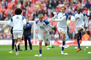 Images Dated 14th April 2012: Everton FC at Wembley: Phil Neville and Team-Mates Gear Up for FA Cup Semi-Final Clash against