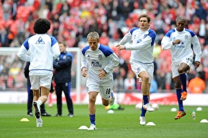 FA Cup - Semi Final - Liverpool V Everton - 14 April 2012 Prints: Everton FC at Wembley: Phil Neville and Team-Mates Gear Up for FA Cup Semi-Final Clash against Liverpool (April 2012)