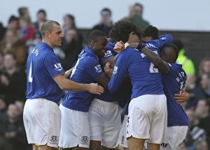 Images Dated 18th February 2012: Everton FC's Double Delight: Stracqualursi Scores Second Goal Against Blackpool in FA Cup Fifth