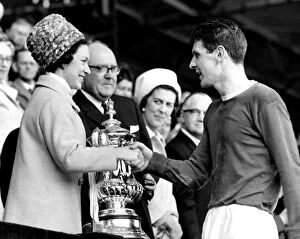 FA Cup Final -1966 Collection: Everton FC's Glorious 1966 FA Cup Triumph: Brian Labone Receives the Trophy from Princess Margaret
