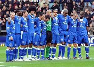 West Ham United v Everton Collection: Everton Football Club Honors Remembrance Day with Silent Tribute before West Ham United Match