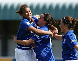 Everton Ladies Prints: Everton Ladies: Celebrating Gwen Harries Goal Against Lincoln Ladies in FA WSL Action (06 May 2012)