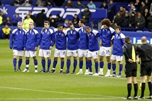 Images Dated 4th December 2011: Everton Players Honor Gary Speed: A Moment of Silence (December 4, 2011, Everton v Stoke City)