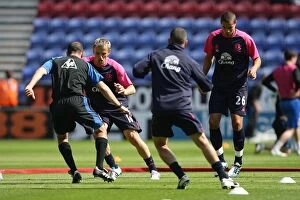 Images Dated 30th April 2011: Everton Players Prepare for Kick-off Against Wigan Athletic, Barclays Premier League (April 30)