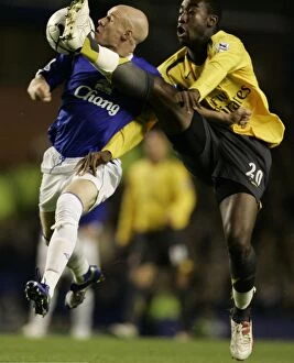 Everton v Arsenal Carling Cup Fourth Round Evertons Andy Johnson in action against Johan Djourou