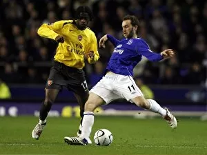 Everton v Arsenal (November) Collection: Everton v Arsenal Carling Cup Fourth Round James McFadden in action against Alexandre Song
