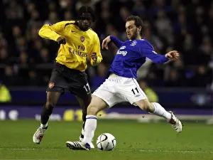James McFadden Prints: Everton v Arsenal Carling Cup Fourth Round James McFadden in action against Alexandre Song