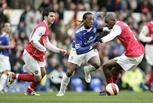 Images Dated 18th March 2007: Everton v Arsenal Manuel Fernandes in action with Francesc Fabregas and Vasiriki Abou Diaby