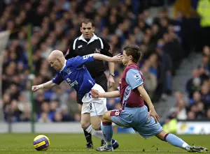 Everton v Aston Villa Andrew Johnson - Everton in action against Gary Cahill