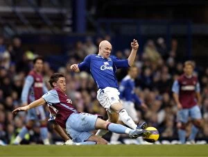 Everton v Aston Villa Collection: Everton v Aston Villa Andy johnson in action against Gary Cahill