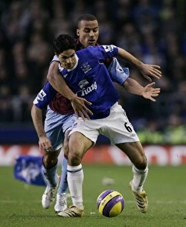 Everton v Aston Villa Collection: Everton v Aston Villa Evertons Mikel Arteta in action against Aston Villas Gabriel Agbonlahor