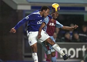 Everton v Aston Villa Collection: Everton v Aston Villa Park - Joleon Lescott and Didier Agathe - Aston Villa