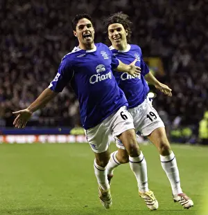 Everton v Bolton Wanderers - Mikel Arteta celebrates after scoring the only goal of the game
