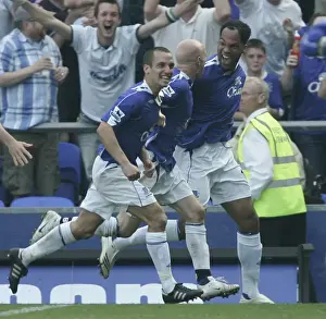 Everton v Charlton Athletic Joloeon Lescott celebrates scoring the first goal