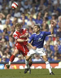 Everton v Charlton Athletic Leon Osman and Charltons Ben Thatcher