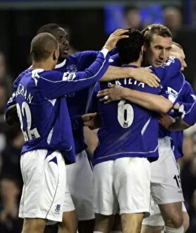 Alan Stubbs Collection: Everton v Fulham Alan Stubbs celebrates his goal for 2-1