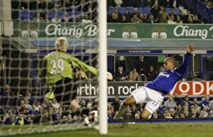 Everton v Fulham James Vaughan Everton scores his goal for 3-1