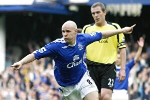 James Beattie Collection: Everton v Manchester City Evertons Andrew Johnson celebrates scoring the first goal