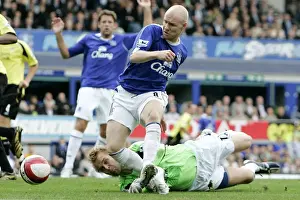 Andy Johnson Prints: Everton v Manchester City Evertons Andrew Johnson and Manchester Citys Nick Weaver