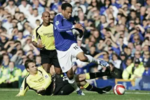 Joleon Lescott Prints: Everton v Manchester City Evertons Joleon Lescott is tackled by Manchester Citys Dietmar Hamann