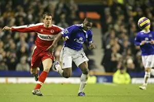 Everton v Middlesbrough Gallery: Everton v Middlesbrough Victor Anichebe in action with Middlesboroughs Andrew Taylor