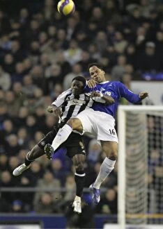 Everton v Newcastle United Joleon Lescott and Obafemi