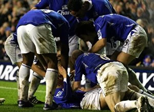 Images Dated 30th December 2006: Everton v Newcastle United Phil Neville celebrates after scoring his teams third goal