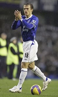 Everton v Newcastle United Collection: Everton v Newcastle United - Phil Neville applauds the fans