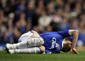 Images Dated 21st October 2006: Everton v Sheffield United - 21 / 10 / 06 Andrew Johnson of Everton lies on the grass after a heavy challenge