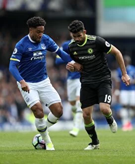 Images Dated 30th April 2017: Everton vs Chelsea: Intense Battle Between Ashley Williams and Diego Costa at Goodison Park