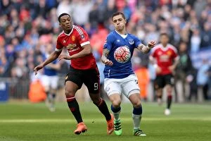 Images Dated 23rd April 2016: Everton vs Manchester United: A FA Cup Semi-Final Showdown - The Intense Battle Between Martial