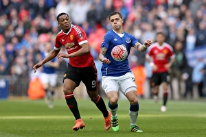 Emirates FA Cup - Semi-Final - Everton V Manchester United - Wembley Stadium Prints: Everton vs Manchester United: A FA Cup Semi-Final Showdown - The Intense Battle Between Martial and Besic