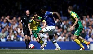 Everton v Norwich City - Goodison Park Collection: Everton vs Norwich City: Lukaku vs Dorrans - Battle for Supremacy at Goodison Park