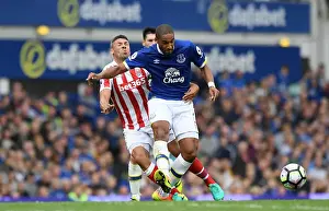 Everton V Stoke City - Goodison Park Prints: Everton vs Stoke City: Ashley Williams and Jonathan Walters Clash in Premier League Match at Goodison Park