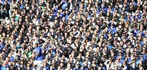 Images Dated 4th October 2009: Everton vs Stoke City at Goodison Park: Sylvain Distin Braves Sun-Drenched Crowd