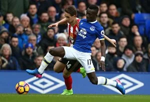 Images Dated 25th February 2017: Everton vs Sunderland: A Battle at Goodison Park - Idrissa Gueye vs Adnan Januzaj