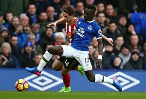 Football Soccer Full Length Prints: Everton vs Sunderland: A Battle at Goodison Park - Idrissa Gueye vs Adnan Januzaj