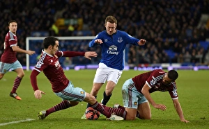 FA Cup - Third Round - Everton V West Ham United - Goodison Park Prints: Everton vs West Ham United: Aiden McGeady Fights for Possession in FA Cup Third Round Clash
