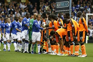 Everton V Wigan Athletic Prints: Everton vs. Wigan Athletic: Unity Before Battle - Pre-Match Handshake at Goodison Park