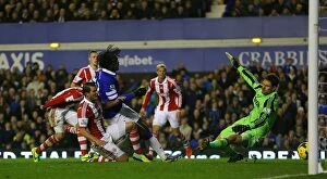 Images Dated 30th November 2013: Everton's 4-0 Thrashing of Stoke City: Romelu Lukaku's Brace at Goodison Park