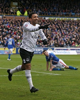 Everton's Aaron Lennon: Exulting in His Second Goal Against Carlisle United in the FA Cup
