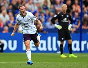 Images Dated 16th August 2014: Everton's Aiden McGeady Scores Stunner: First Goal of Premier League Season vs Leicester City