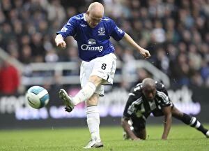 Images Dated 7th October 2007: Everton's Andrew Johnson Thunders a Goal Attempt vs. Newcastle United, Barclays Premier League, 2007