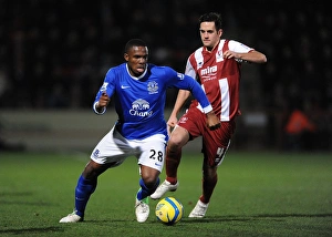 FA Cup : Round 3 : Cheltenham Town 1 V Everton 5 : Whaddon Road : 07-01-2013 Prints: Everton's Anichebe Evades Carter: Everton's Dominance Over Cheltenham Town in FA Cup Third Round (January 7)