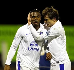 Images Dated 16th February 2013: Everton's Anichebe and Jelavic: Unforgettable FA Cup Goals Celebration Against Oldham Athletic