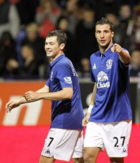 Images Dated 26th November 2011: Everton's Apostolos Vellios Scores His Second Goal Against Bolton Wanderers in Premier League