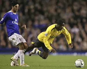 Everton v Arsenal (November) Gallery: Evertons Arteta challenges Arsenals Song for the ball during their English League Cup fourth round