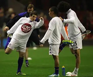 13 March 2012 V Liverpool, Anfield Prints: Everton's Baines, Pienaar, and Fellaini Unite in Focus during Liverpool's Anfield Warm-Up (13 March 2012)