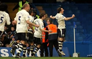 Images Dated 19th February 2011: Everton's Baines Scores Historic First Goal: FA Cup Upset at Stamford Bridge vs